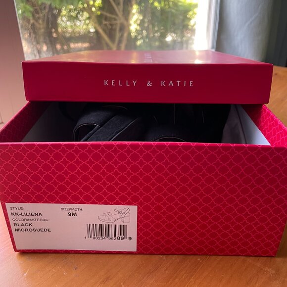 Kelly & Katie Liliena Sz 9 Black Microsuede Platform Sandal (Worn once) - Picture 2 of 16